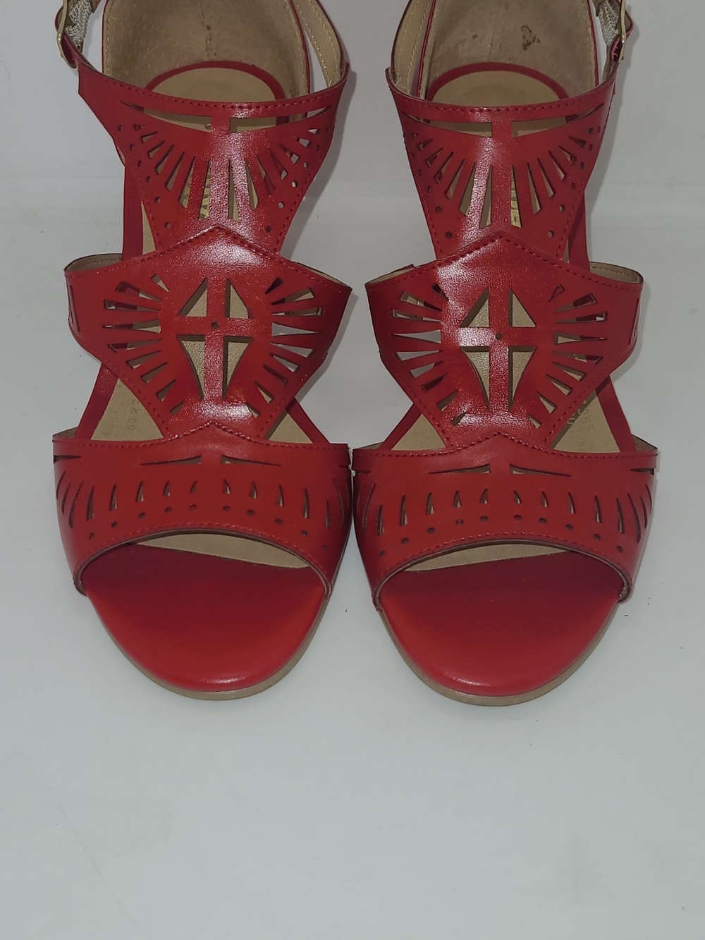 Andrea Rojo Red Heeled Sandals Women's Size 5 - Picture 2 of 8